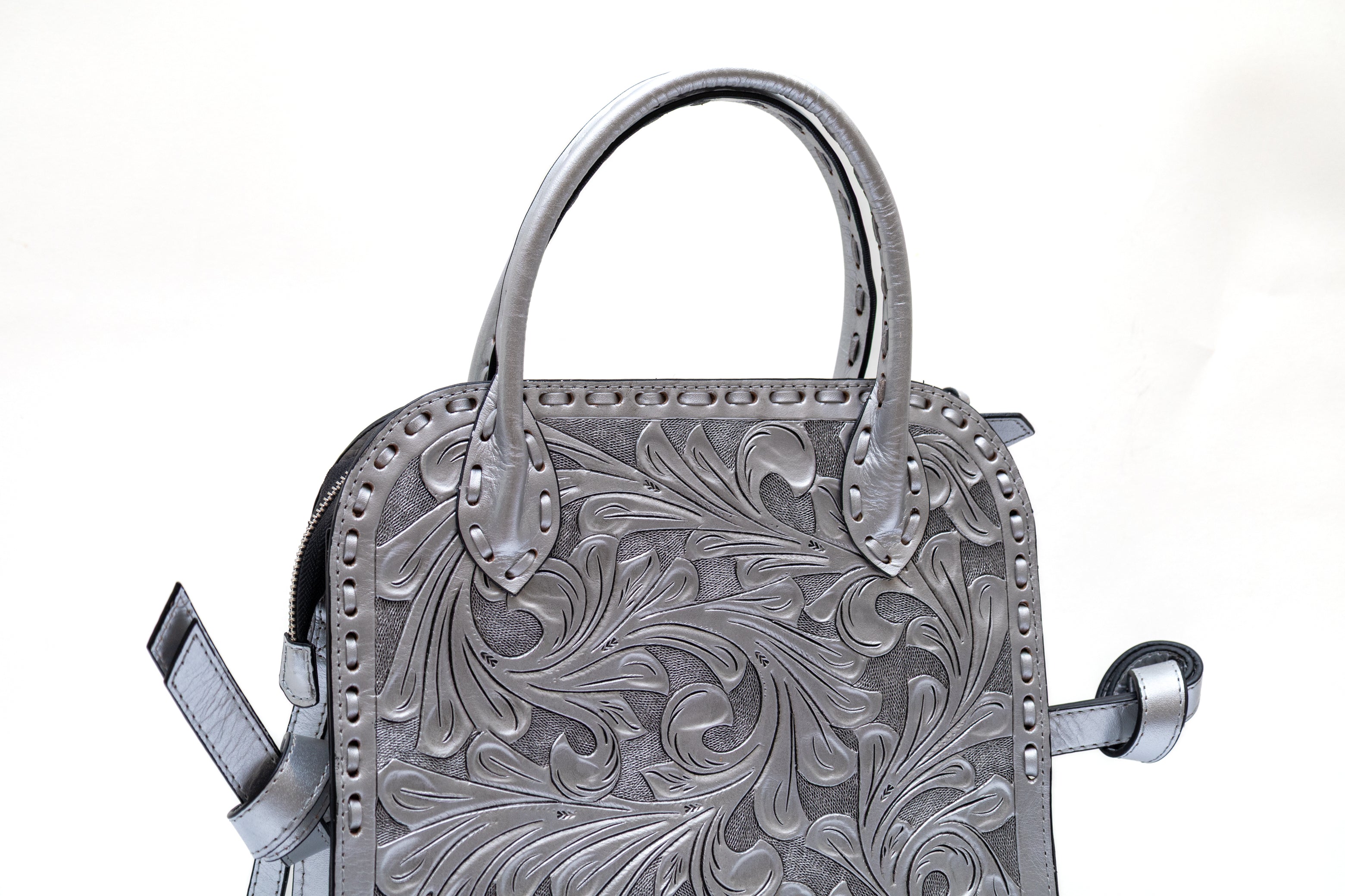 Bolso Plateado de Piel